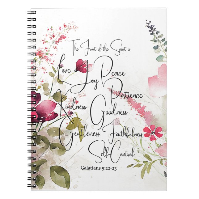 Carnet Fruit de l'Esprit rose floral (Devant)