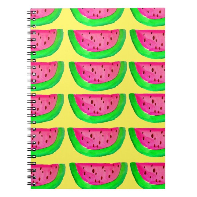 Carnet Fruit de pastèque rose juteux motif au citron (Devant)