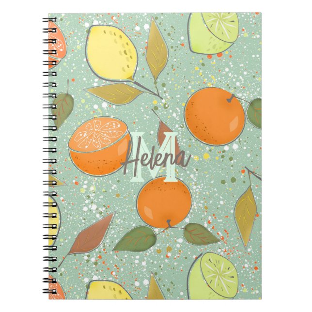 Carnet Fruit motif aux citrons, oranges (Devant)
