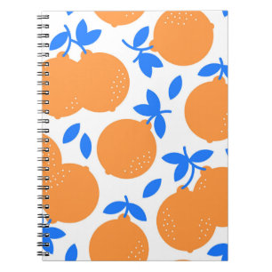 Carnet Fruit orange : Motif exquis bleu-bracelet.