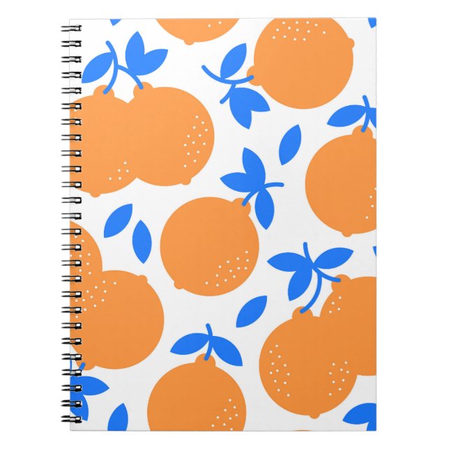 Carnet Fruit orange : Motif exquis bleu-bracelet. (Devant)