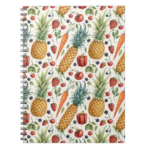Carnet Fruits & Légumes au motif aquarelle peint à la mai