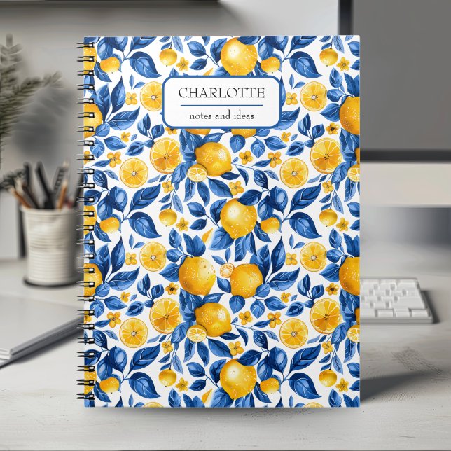 Carnet Fruits tropicaux Motifs de citron Nom personnalisé (Créateur téléchargé)