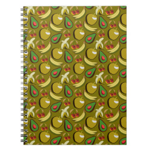 Carnet Fruits tropicaux sans soudure motif jaune