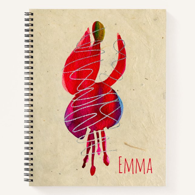 Carnet Fuchsia abstraite aquarelle florale (Devant)