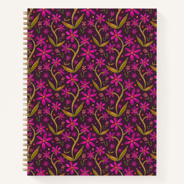Carnet Fuchsia | Dancing Watercolor Daisies (Devant)