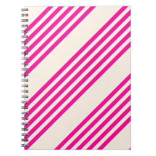Carnet Fuchsia et beige cinq rayures motif