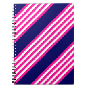 Carnet Fuchsia et blanc cinq bandes motif avec bleu