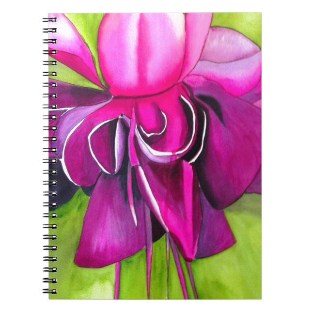Carnet Fuchsia rose pop art fleur aquarelle (Devant)