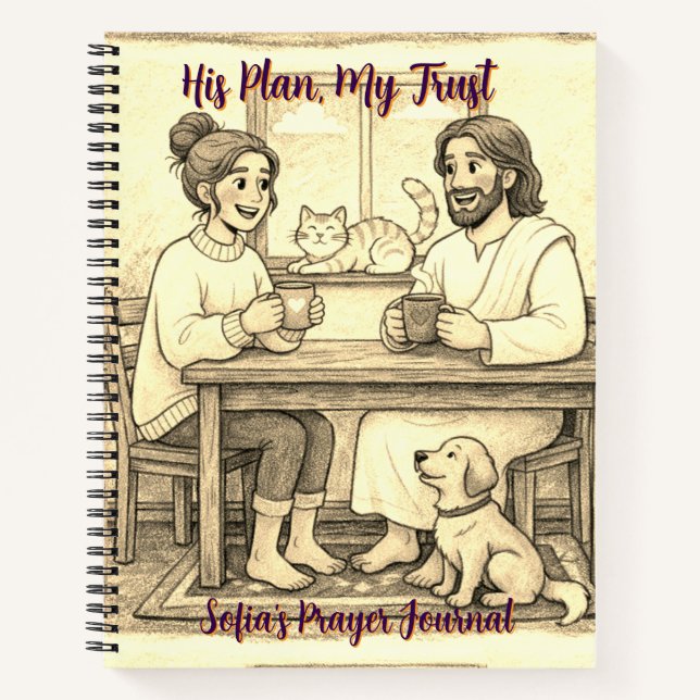 Carnet Full Cover Sepia Jesus Notebook - Personalized (Devant)