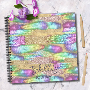 Carnet Fun Coloré Brush Strokes Faux Unicorn Parties scin