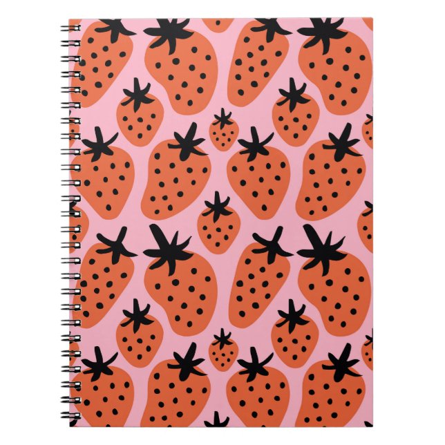 Carnet Fun fraise, design artisanal sans couture. (Devant)