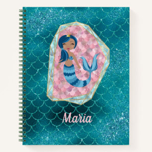 Carnet Fun Mermaid dans une eau profonde en coquille rose
