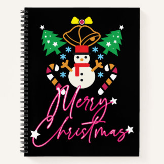 Carnet Fun Merry Christmas Design with Bells, Trees