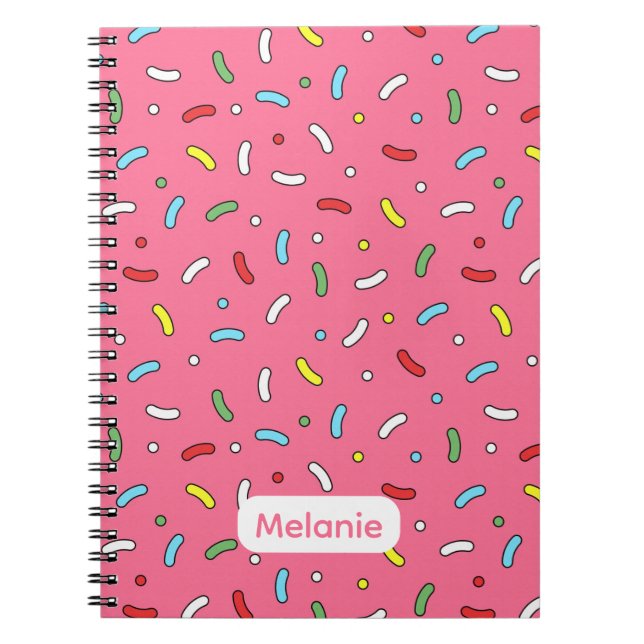 Carnet Fun Pink Candy Sprinkles Pattern Personalised (Devant)