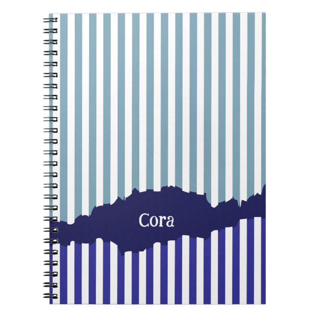 Carnet Fun Torn Stripes Nom en couche bleue (Devant)
