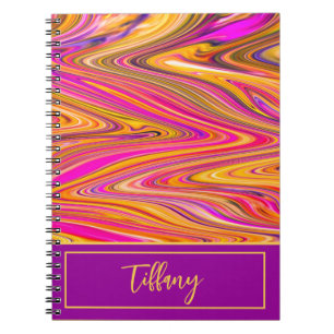 Carnet Fun zigzags de rose, jaune et violet abstrait