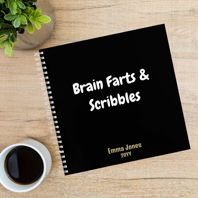 Carnet Funky "Cerveau Farts & Scribbles" Monogramme noir (Créateur téléchargé)