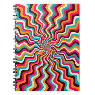 Carnet Funky ondulé multicolore sunburst art arrière - pl