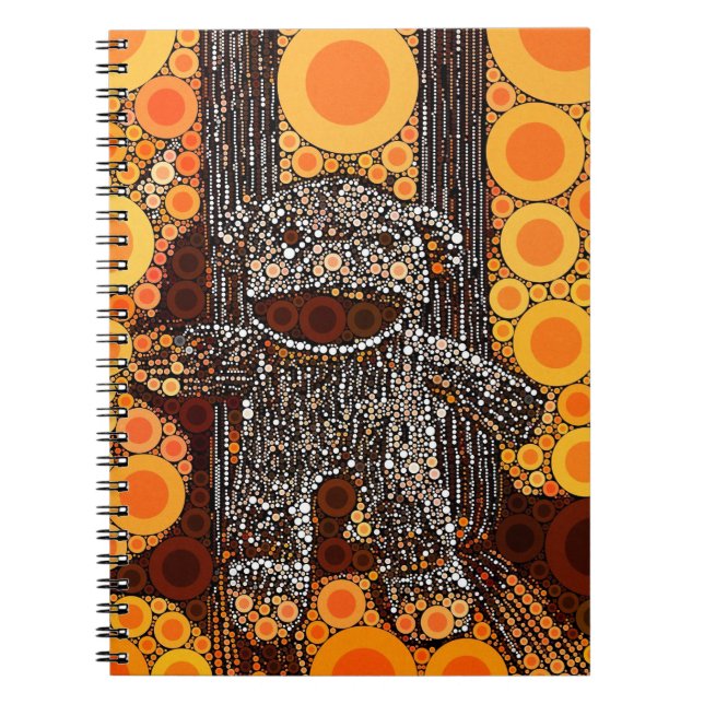 Carnet Funky Orange Sock Monkey Circles Bubbles Pop Art (Devant)