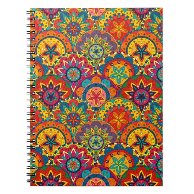 Carnet Funky Retro couleur Motif Mandala (Devant)