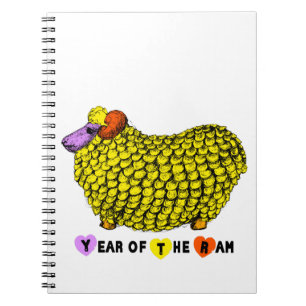 Carnet Funky Yellow Ram Chinois Année Zodiac Anniversaire