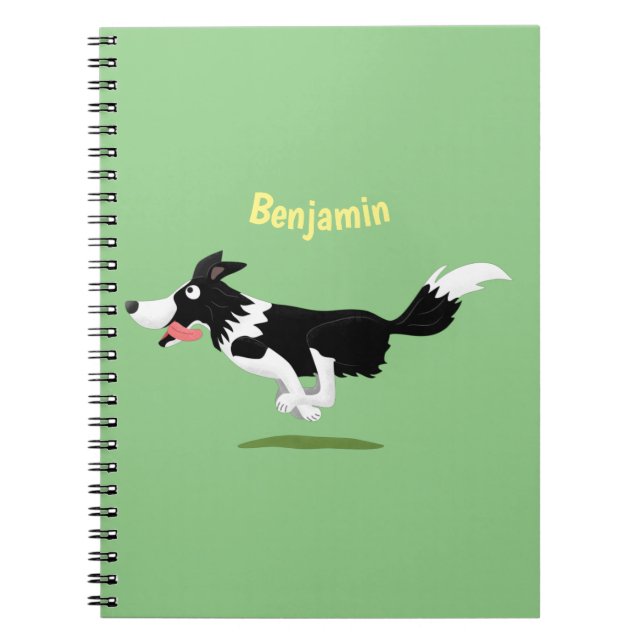 Carnet Funny Border Collie chien en course dessin animé (Devant)