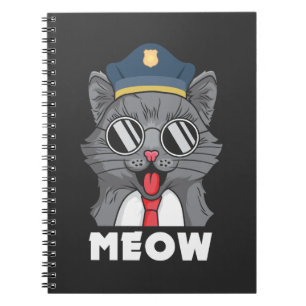 Carnet Funny Cat Lover Meow Police Shérif Cat