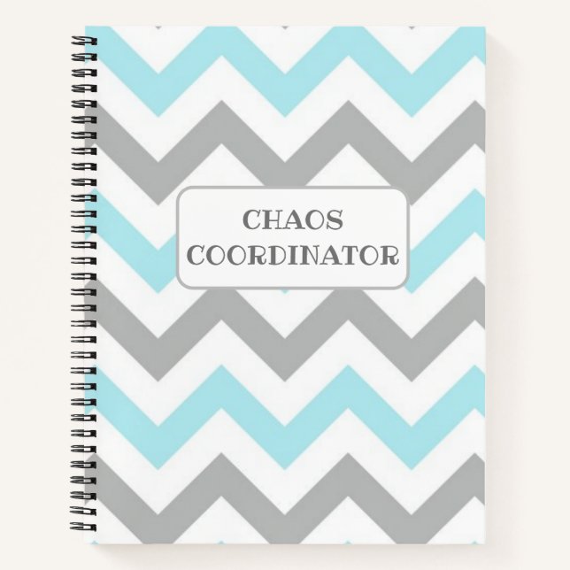 Carnet Funny chaos coordinateur zigzag gris turquoise bla (Devant)