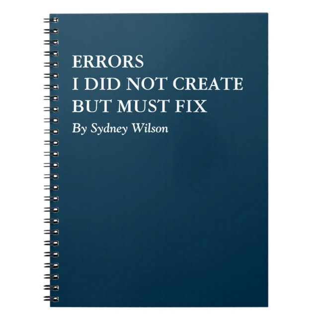 Carnet Funny Error Fixing Personalized Work (Devant)