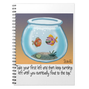 Carnet Funny Fish Directions cartoon about life and death