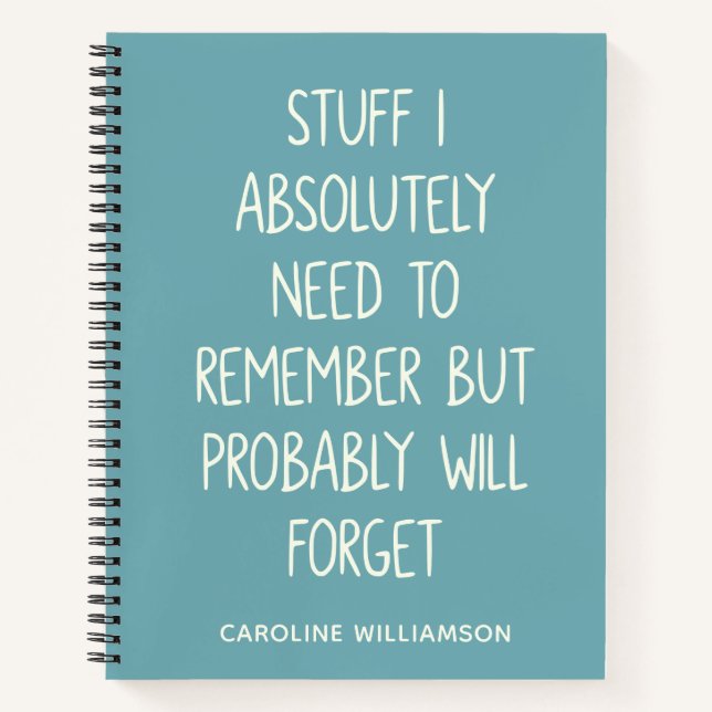Carnet Funny Forgetful People Quote To Do List Teal Name (Devant)