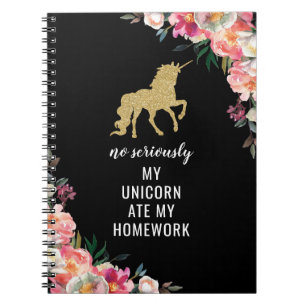 Carnet Funny Girl Floral Gold Parties scintillant Unicorn