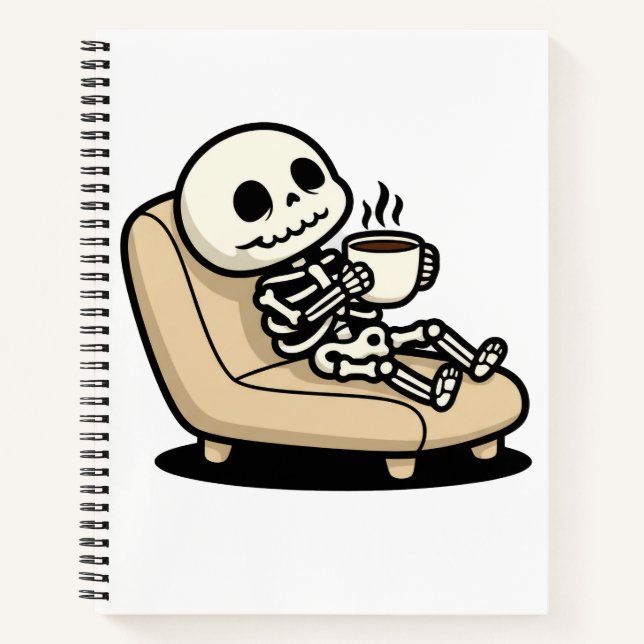 Carnet Funny Grim Reaper Drinking Coffee | "Dead Inside"  (Devant)