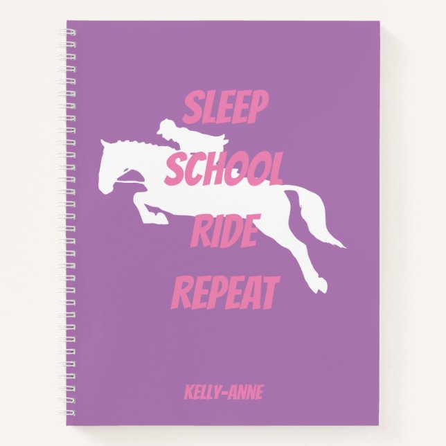 Carnet Funny Pink Horse équitation Girl Jumping School (Devant)
