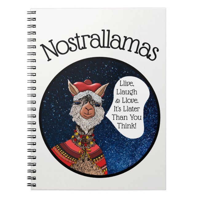 Carnet Funny psychiac Kawaii Llama Nostradamus Cartoon (Devant)