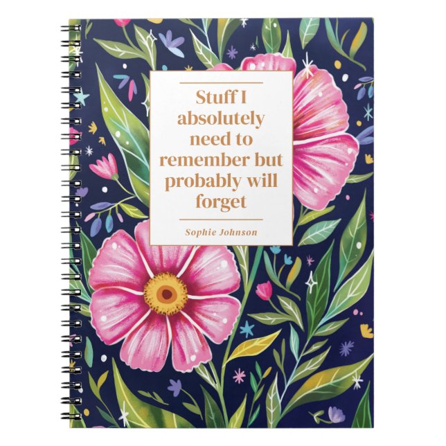 Carnet Funny Quote Remember To Do Floral Personalized (Devant)
