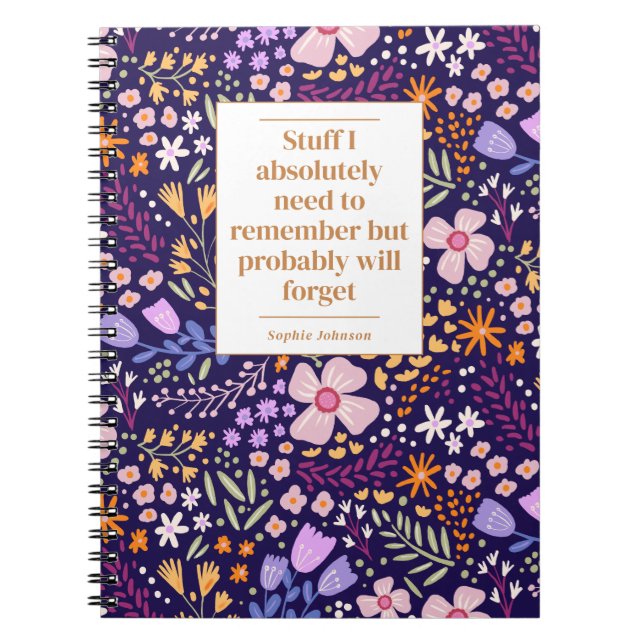 Carnet Funny Quote Remember To Do Floral Personalized (Devant)