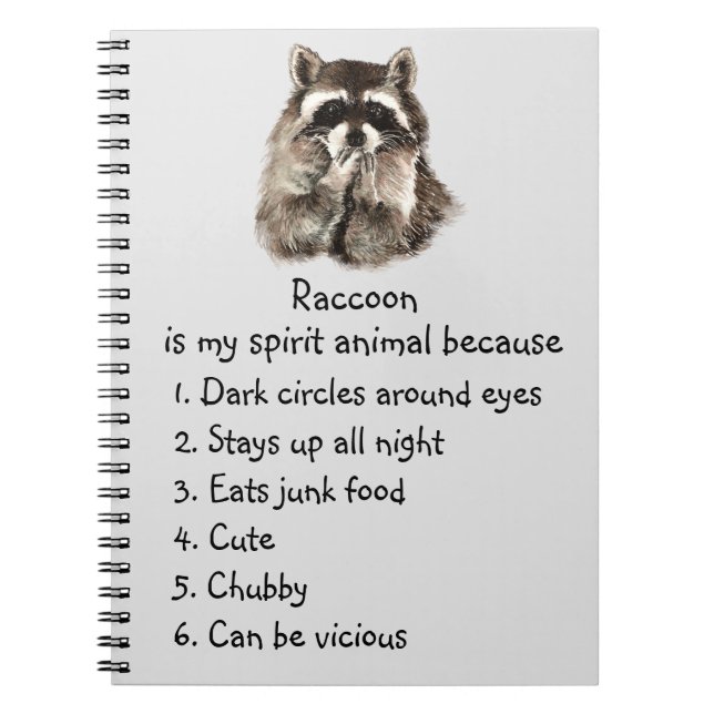 Carnet Funny Raccoon Spirit Animal Humour mignon Aquarell (Devant)