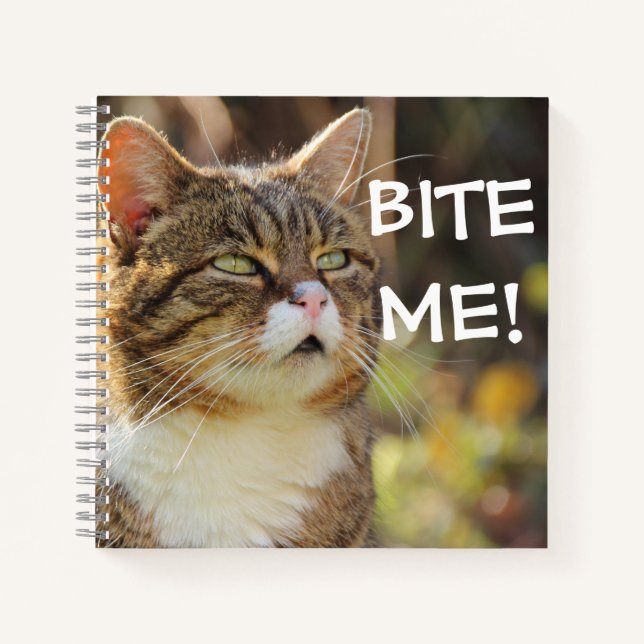 Carnet Funny Sassy Cat with Attitude Bite Me (Devant)