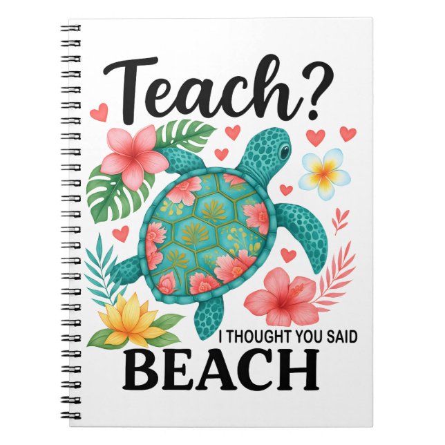 Carnet Funny Teacher Beach Tortue d'été (Devant)