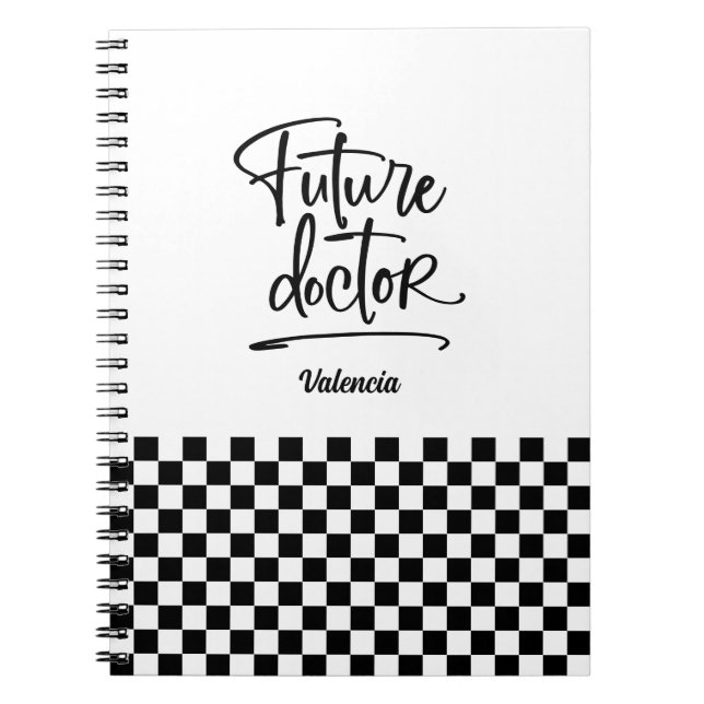 Carnet Futur médecin À damiers personnalisé (Devant)