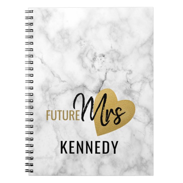 Carnet Futur Mme Gold Coeur Et Marbre (Devant)