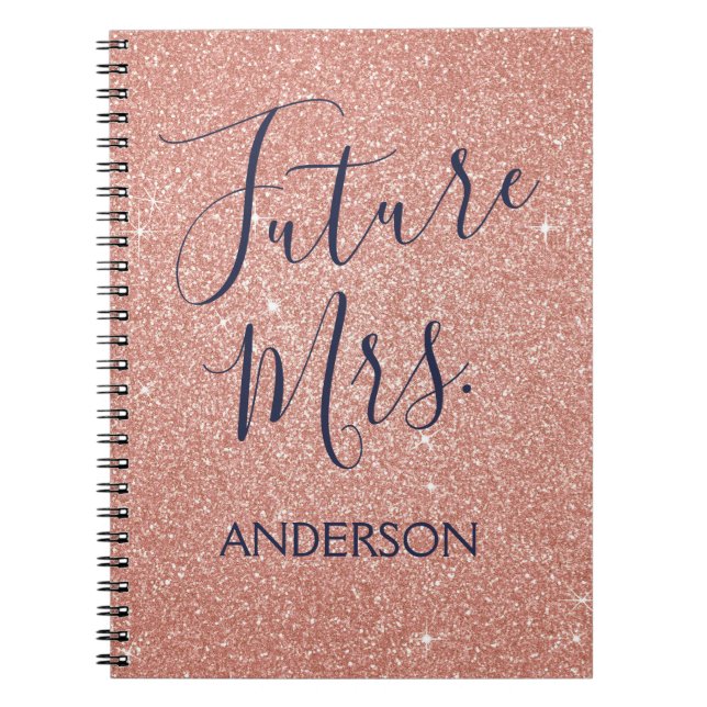 Carnet Futur Mme Rose Gold Blush Pink Sparkle Parties sci (Devant)