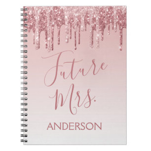 Carnet Futur Mme Rose Gold Blush Pink Sparkle Parties sci