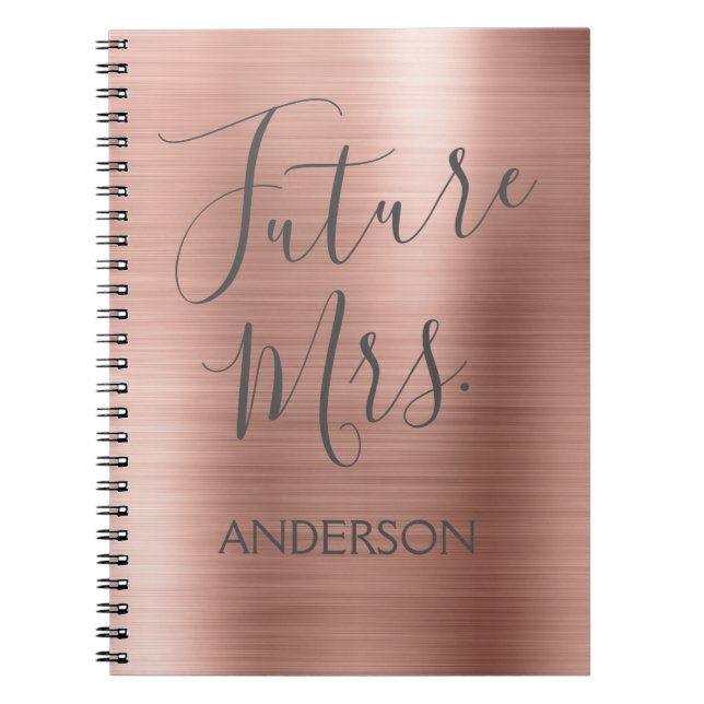 Carnet Futur Mme Rose Gold Pink Fête des mariées Planner (Devant)