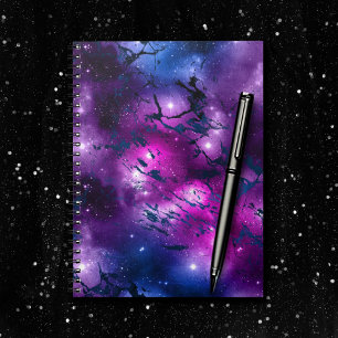 Carnet Galaxie Bleu cosmique Marbre pourpre et rose