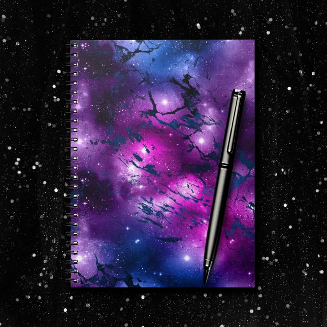 Carnet Galaxie | Bleu cosmique Marbre pourpre et rose (Créateur téléchargé)