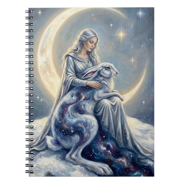 Carnet Galaxie céleste Lièvre Lune Déesse Fantastique Art (Devant)