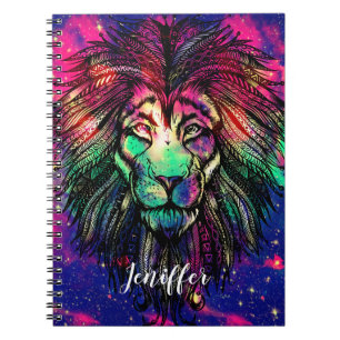 Carnet Galaxie Hipster Lion arc-en-ciel